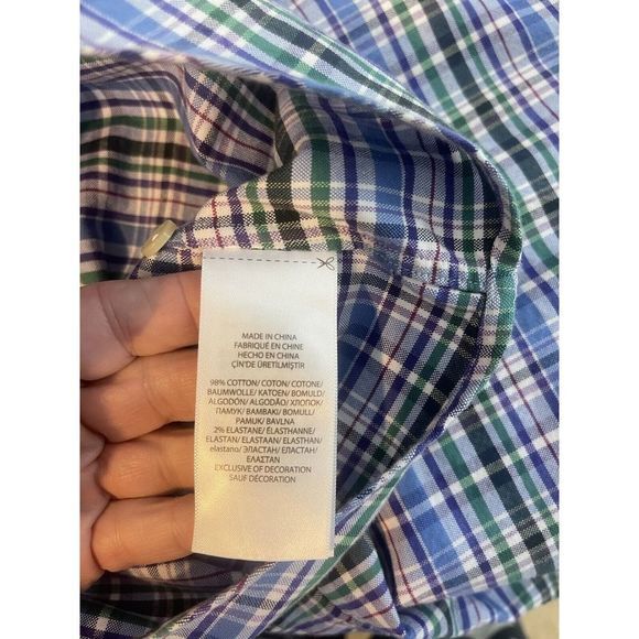 Ralph Lauren Slim‎ Fit Stretch Bright Blue Plaid Size XXL Professional Preppy - Picture 7 of 8